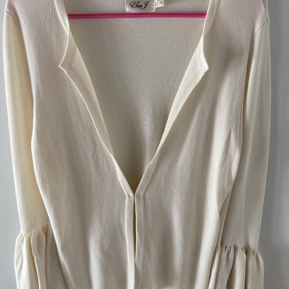 Eliza J Ivory Cardigan size M with ruffled sleeves